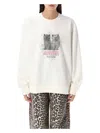 Ganni Off-white Isoli Kittens Drop Shoulder Sweatshirt In Egret