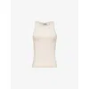 Ganni Womens Chalk Pink Logo-embroidered Stretch-organic Cotton Jersey Top