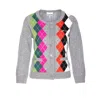 Ganni Cardigan Checkered Argyle Pattern In Multi