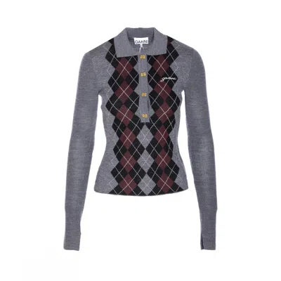 GANNI GANNI WOMEN CHECK POLO