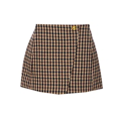 GANNI GANNI WOMEN CHECK WOOL MINI SKIRT