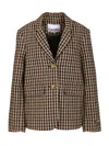 Ganni Women Checked Wool Blazer In Brown