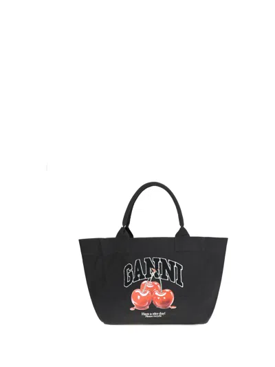 Ganni Women Cherry Tote Bag In Black