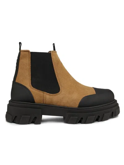 Ganni Low Chelsea Ankle Boots  Leather Brown