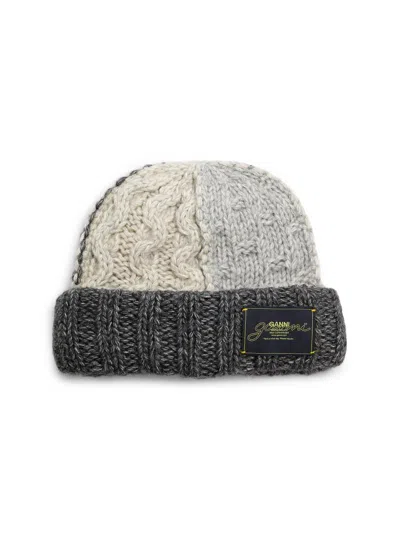 Ganni Women's Colorblocked Wool-blend Knit Beanie In Multi