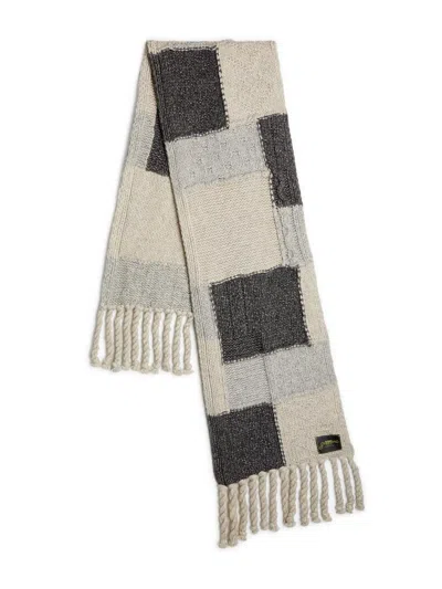 Ganni Women's Colorblocked Wool-cotton Scarf In Multi