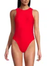 Ganni Recycled Solid Core Recycled Core Solid Sporty Swimsuit In High Risk Red In High Risk Red