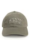 Ganni Women Cotton Hat In Gray