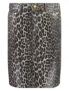 Ganni Denim Animalier Skirt In Animalier