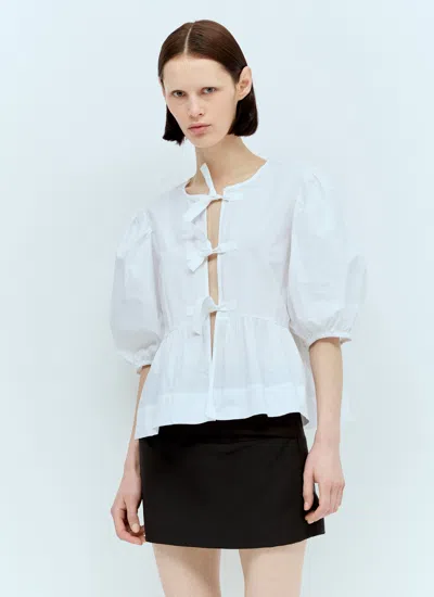 Ganni Women Cotton Poplin Peplum Blouse In White