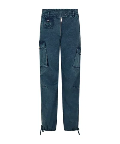 Ganni Women's Cotton Straight Leg Trousers In Blue