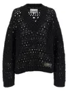 Ganni Pullover Mit Lochstrickmuster In Black