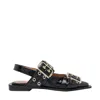 Ganni Women Croco Patent Feminine Buckle Ballerinas