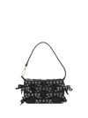 Ganni 'butterfly' Black Small Shoulder Bag With Eyel Detail And Bow Detail In Black