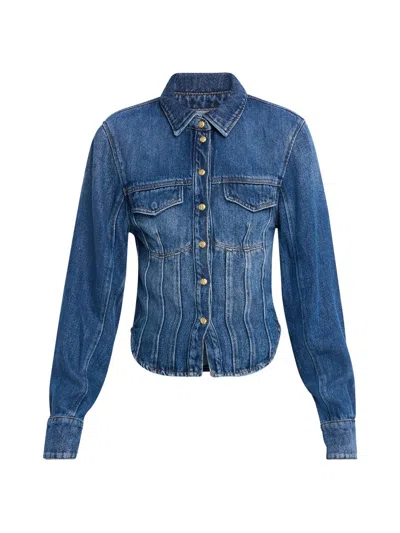 Ganni Women's Denim Corset Shirt In Blue