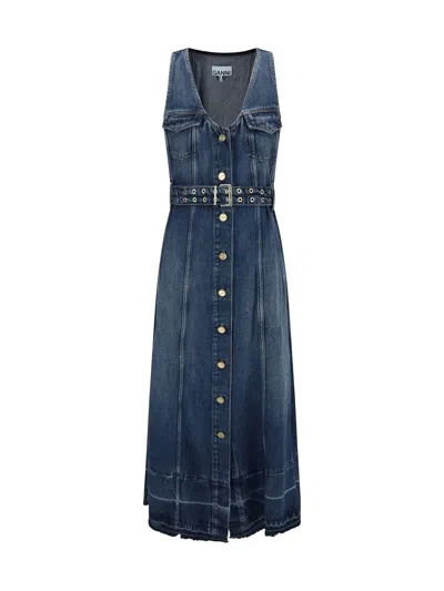 Ganni Women Denim Midi Dress