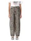 Ganni Stary Barrel Jeans In Leopard In Leopard