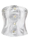 Ganni Woman Top Silver Size 6 Organic Cotton In White
