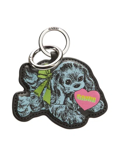 Ganni Puppy Charm Keyring Heart Detail Dog In Multi