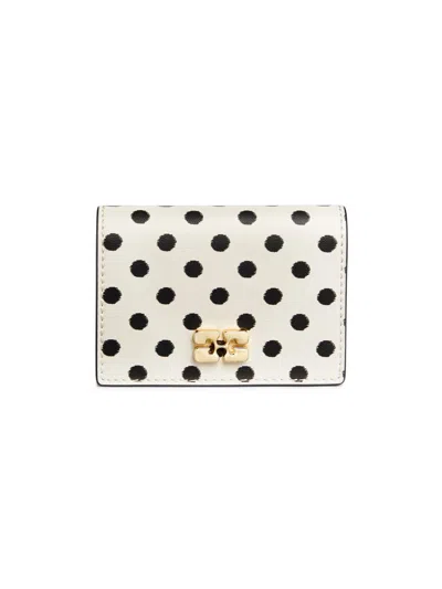 Ganni Women's Dotted Leather Card Holder In White