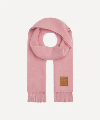 Ganni Women's Double Face Wool Scarf In Brown