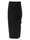 Ganni Drapey Melange Midi Skirt In Black