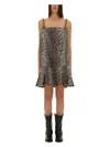 Ganni Leopard Print Mini Dress In Animalier