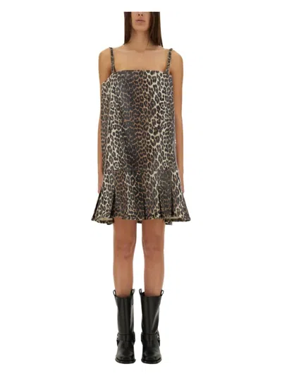 GANNI WOMEN'S DRESS WITH ANIMAL PATTERN