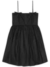 Ganni Black Sleeveless Dress With Spaghetti Straps And Bow Detail On The Rear In Black