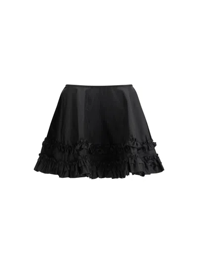 Ganni Women Duchesse Nylon Mini Frill Skirt In Black