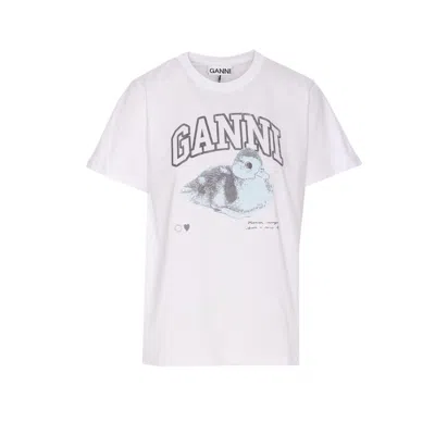 GANNI GANNI WOMEN DUCKIE PRINT LOGO T-SHIRT
