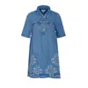 Ganni Women Embroidered Denim Dress