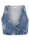 Ganni Women Embroidered Denim Vest In Blue