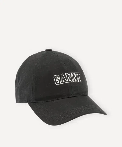 Ganni Software Organic Cotton Logo Cap In Phantom