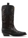 Ganni Embroidered Western Boots Women In Black