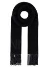 Ganni Women Embroidered Wool Scarf In Black