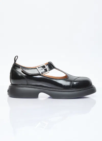 Ganni Women Everyday Buckle Mary Jane Shoes In Black