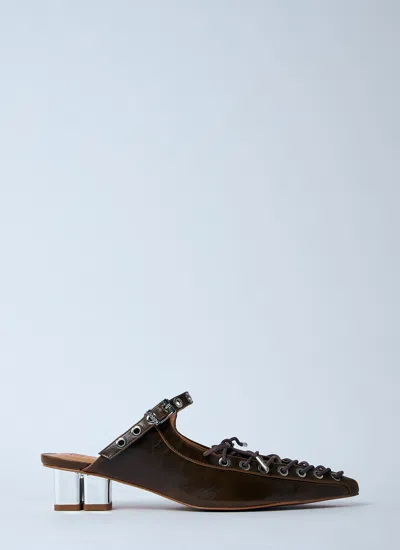 Ganni Women Eyelet Mules In Brown