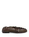 Ganni Khaki Oleatex Lace-up Ballerina Flats In Multi