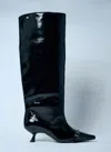 Ganni Black Eyelets Slouchy High Shaft Tall Boots In Black