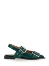 Ganni Women Feminine Buckle Ballerina Croco In Multi