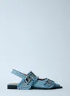 Ganni Feminine Denim Ballet Flats In Multi