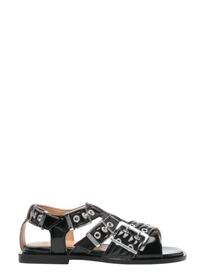 Ganni Women's Feminine Buckle Sandals In Black