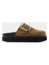 Ganni Female Sabots With Buckle In Brown