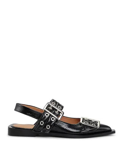 GANNI WOMEN'S FEMININE BUCKLE SLINGBACK BALLERINA FLATS