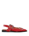 Ganni Women's Feminine Buckle Slingback Ballerina Flats In Racing Red