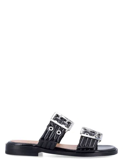 GANNI WOMEN'S FEMININE BUCKLE TWO-STRAP SANDALS