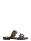 Ganni Leopard Print Buckle Slide Double Strap