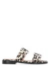 Ganni Denim Feminine Buckle Two-strap Sandals