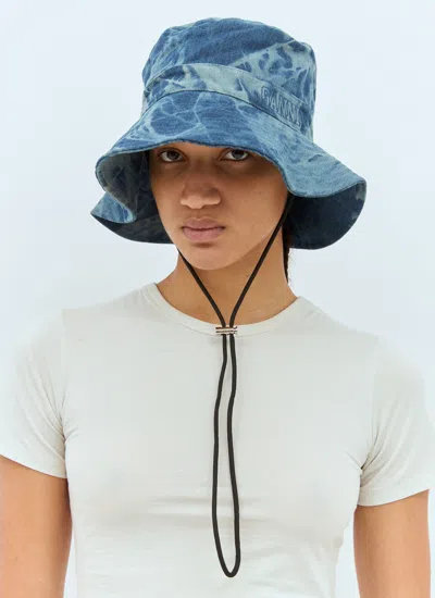 Ganni Women Fisherman Bucket Hat In Blue